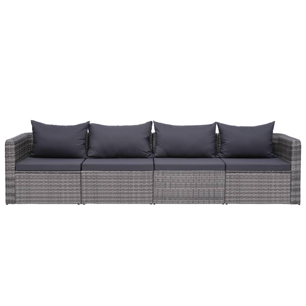 vidaXL Outdoor Sofa Couch with Cushions Patio Deck Wicker Furniture PE Rattan-16