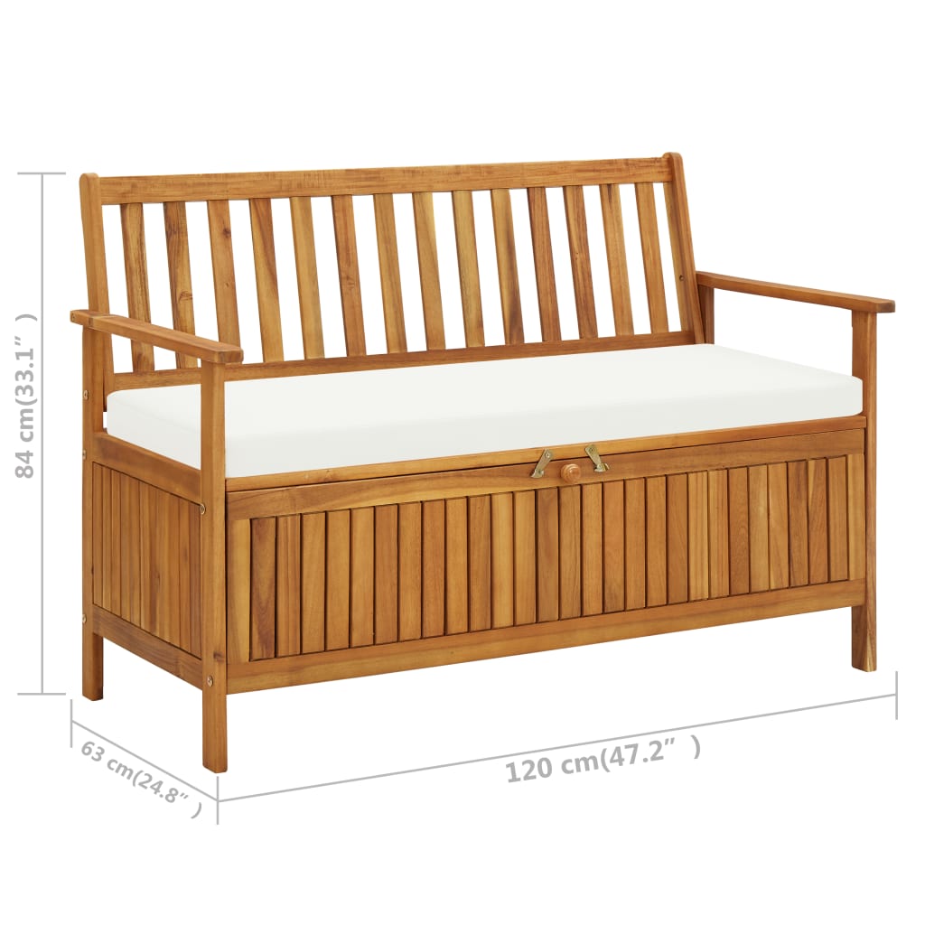 vidaXL Outdoor Storage Bench Deck Box for Patio Furniture Solid Wood Acacia-43