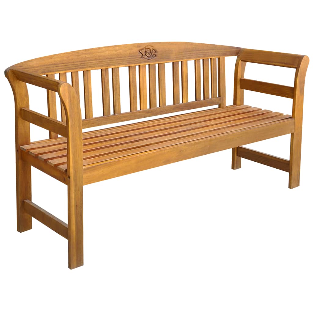 vidaXL Outdoor Patio Bench Garden Park Bench with Armrests Solid Wood Acacia-12