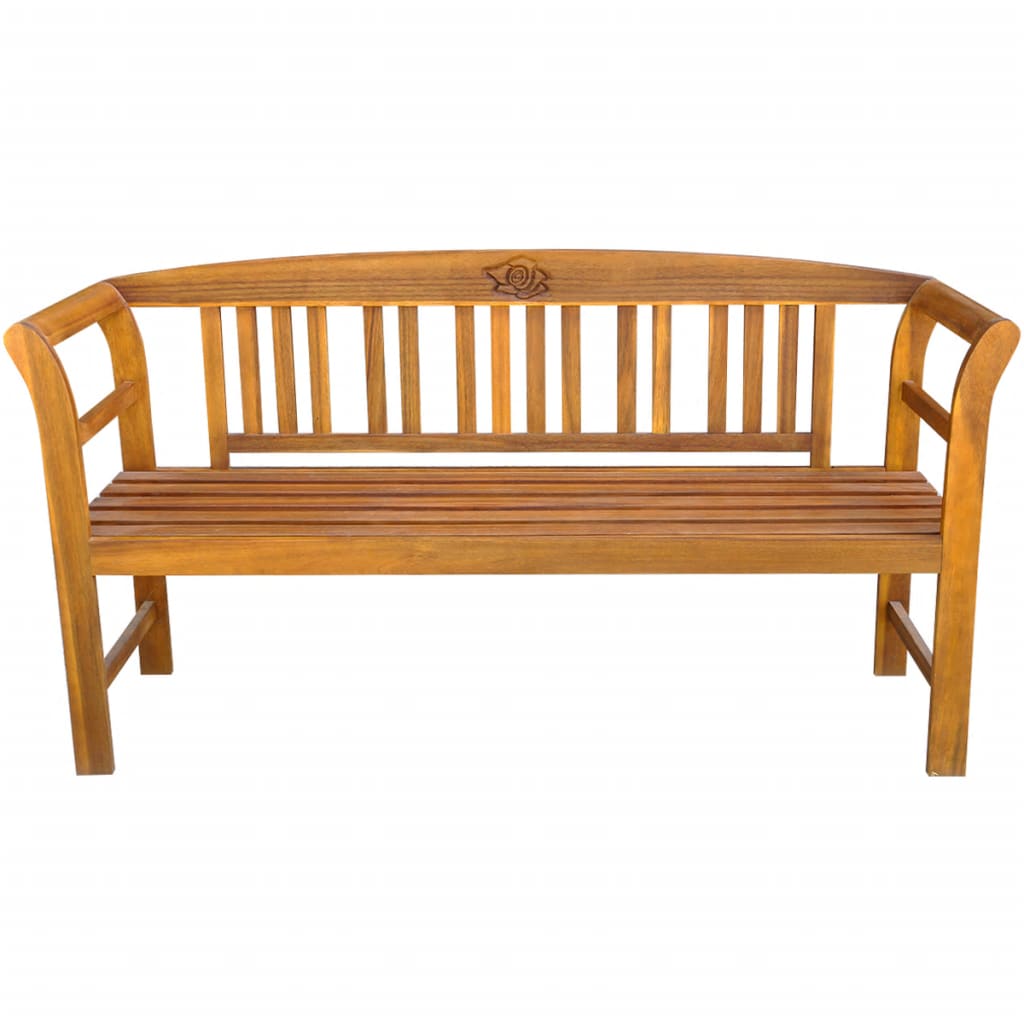 vidaXL Outdoor Patio Bench Garden Park Bench with Armrests Solid Wood Acacia-14