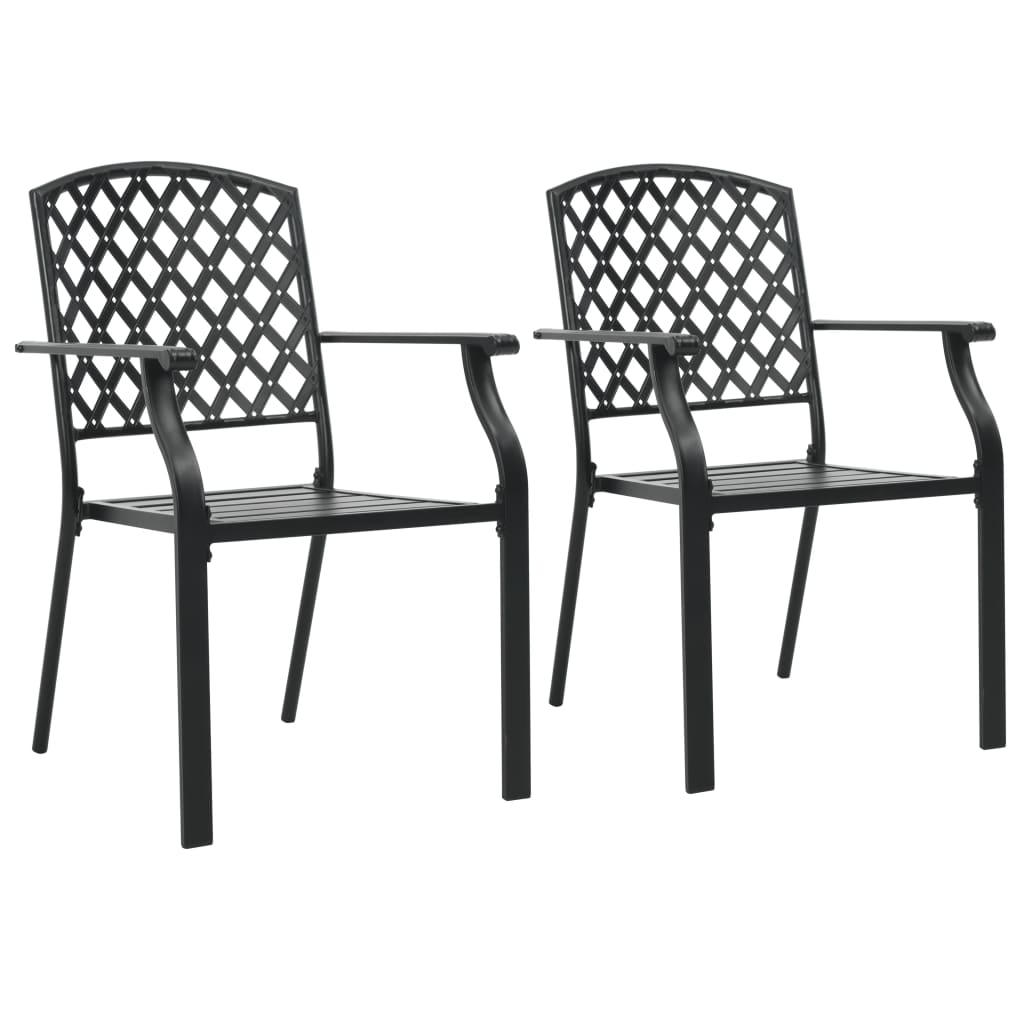 vidaXL Stackable Patio Chairs 2 pcs Steel Black-0