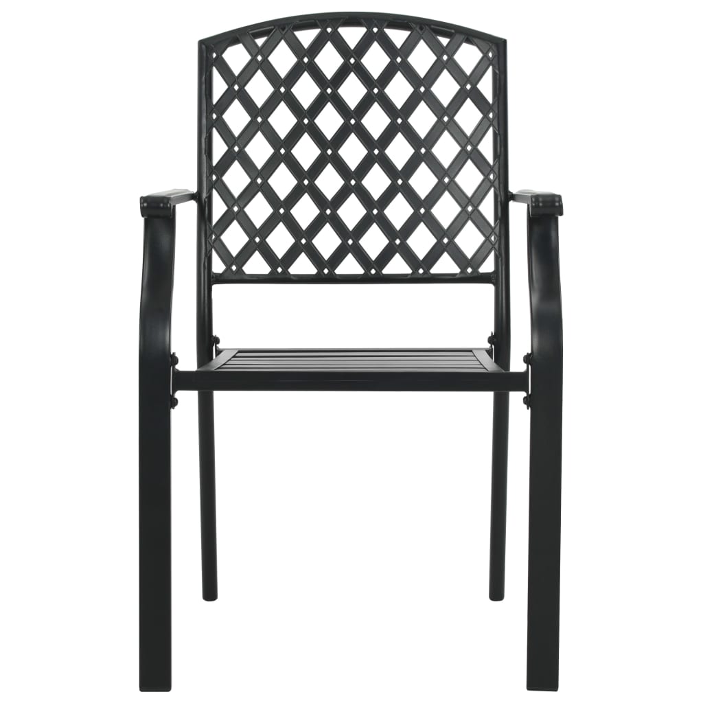 vidaXL Stackable Patio Chairs 2 pcs Steel Black-1