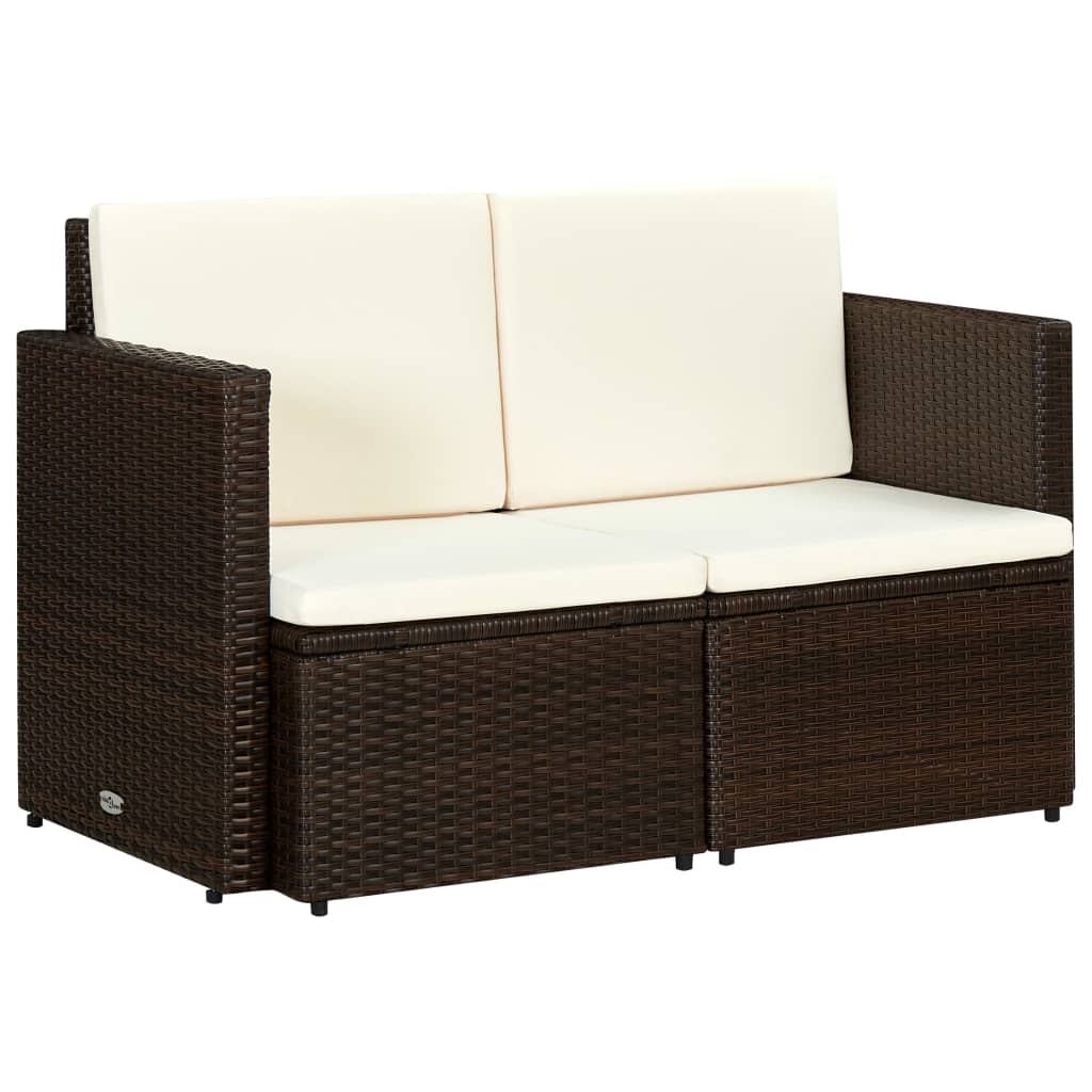 vidaXL 2 Seater Sofa Couch with Cushions Patio Wicker Love Seat PE Rattan-1