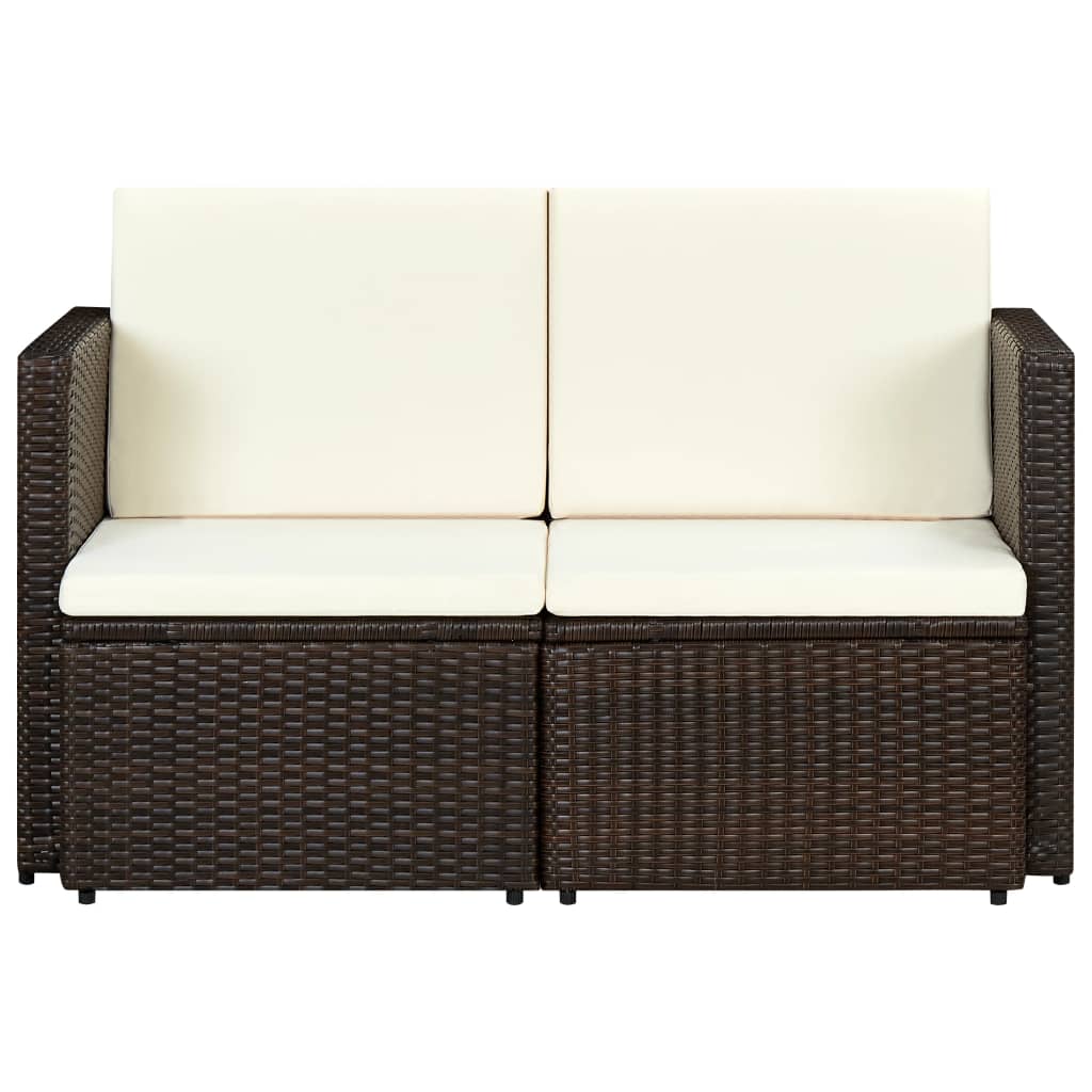 vidaXL 2 Seater Sofa Couch with Cushions Patio Wicker Love Seat PE Rattan-3