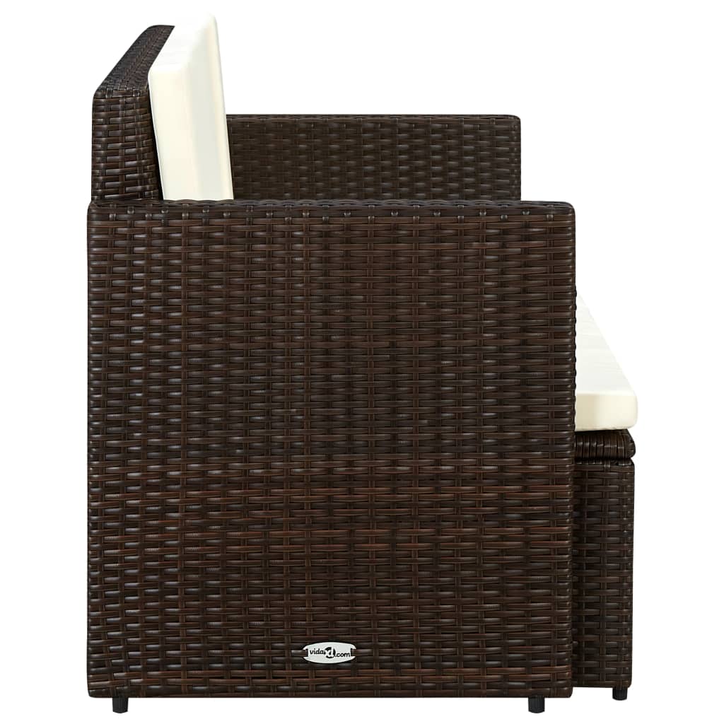 vidaXL 2 Seater Sofa Couch with Cushions Patio Wicker Love Seat PE Rattan-5