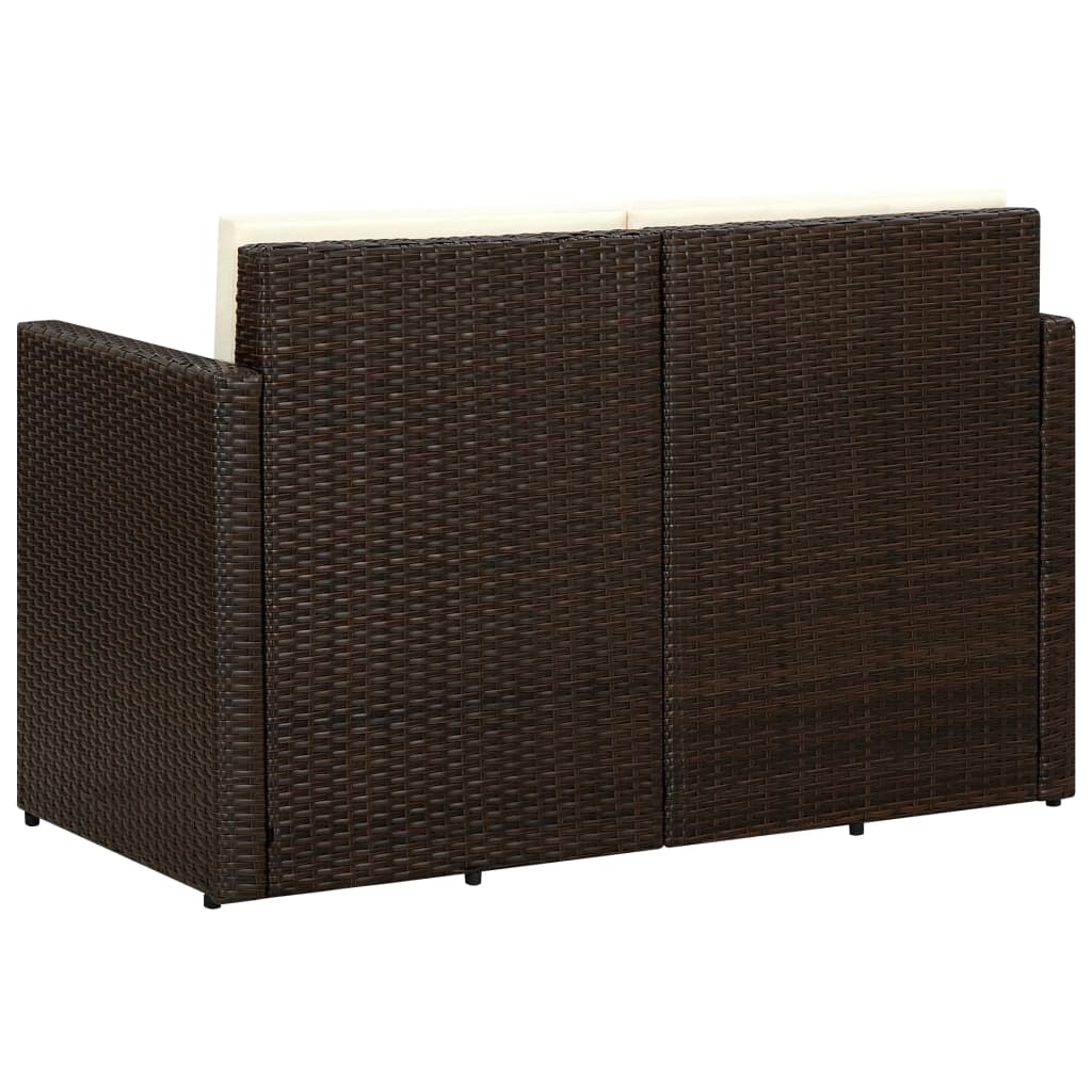 vidaXL 2 Seater Sofa Couch with Cushions Patio Wicker Love Seat PE Rattan-11