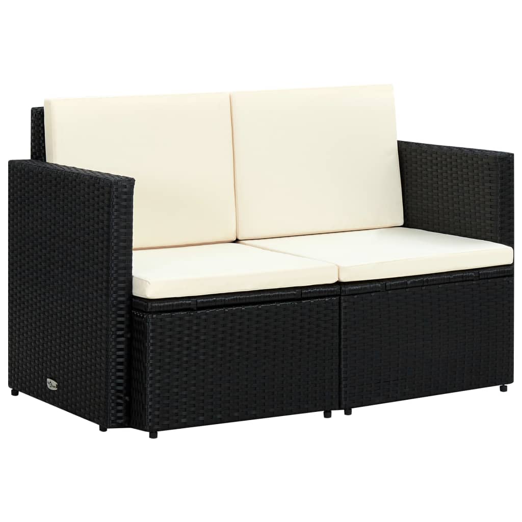 vidaXL 2 Seater Sofa Couch with Cushions Patio Wicker Love Seat PE Rattan-7