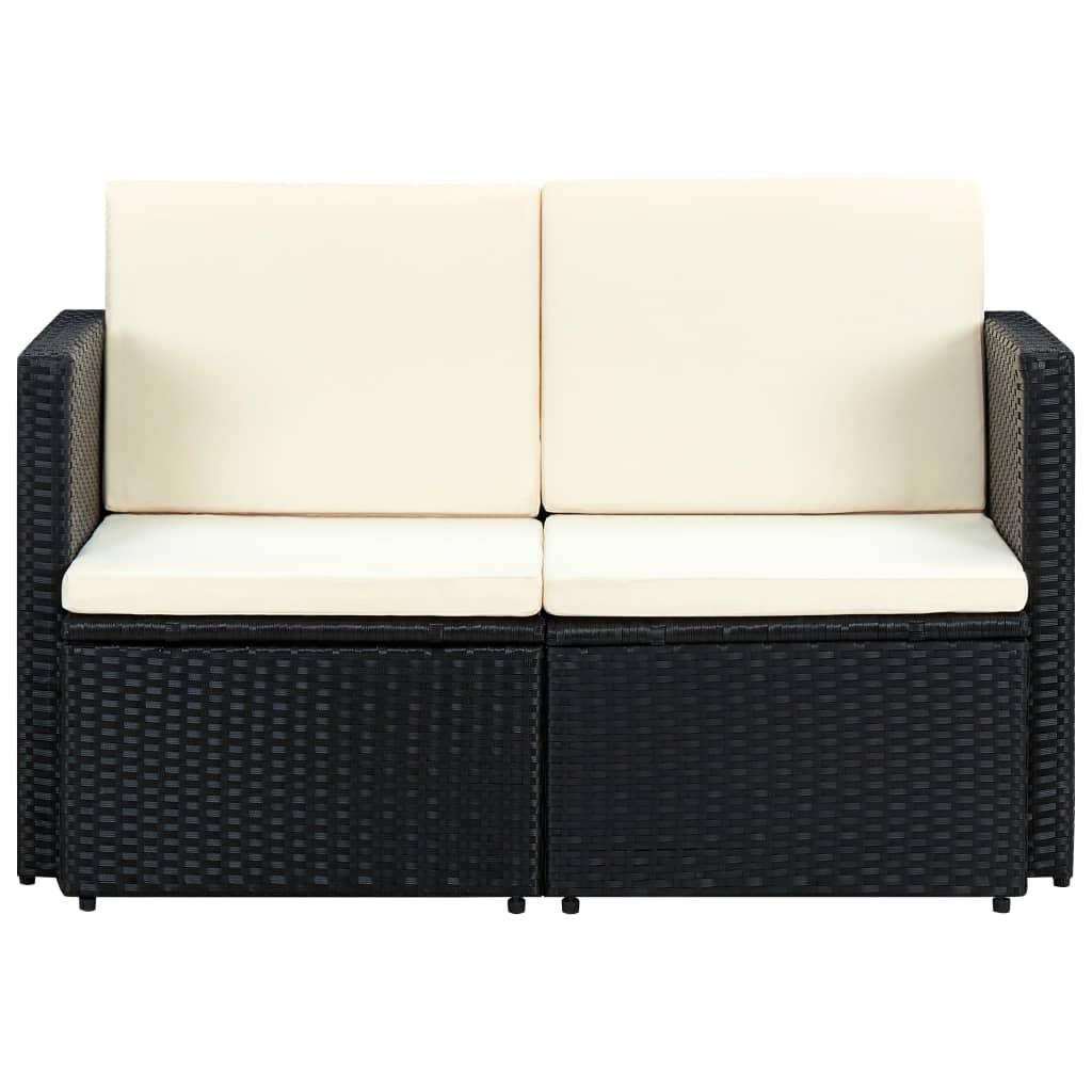 vidaXL 2 Seater Sofa Couch with Cushions Patio Wicker Love Seat PE Rattan-9