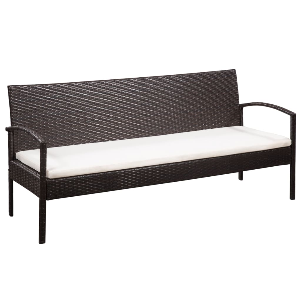 vidaXL 3 Seater Sofa Patio Deck Outdoor Wicker Couch with Cushions PE Rattan-1
