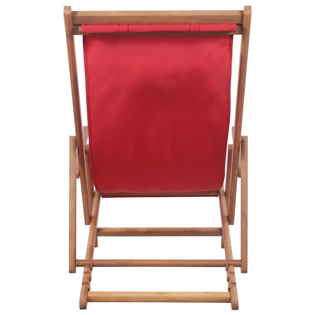 vidaXL Beach Sling Patio Chair Folding Deck Chair Fabric and Wooden Frame-48