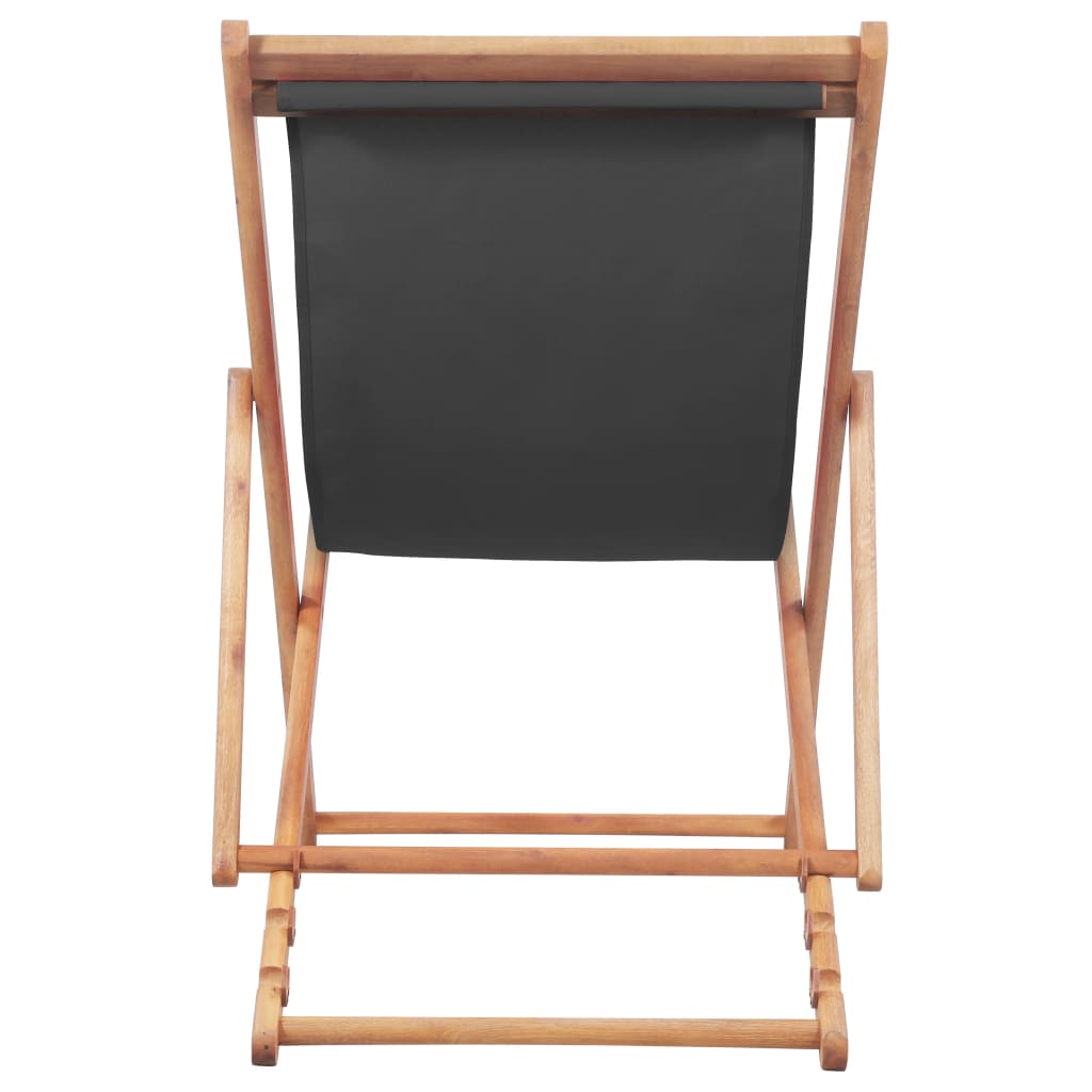 vidaXL Beach Sling Patio Chair Folding Deck Chair Fabric and Wooden Frame-49