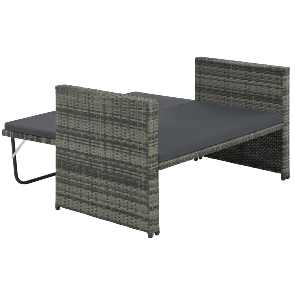 vidaXL 2 Seater Sofa Patio Deck Wicker Sleeper Sofa with Cushions PE Rattan-20