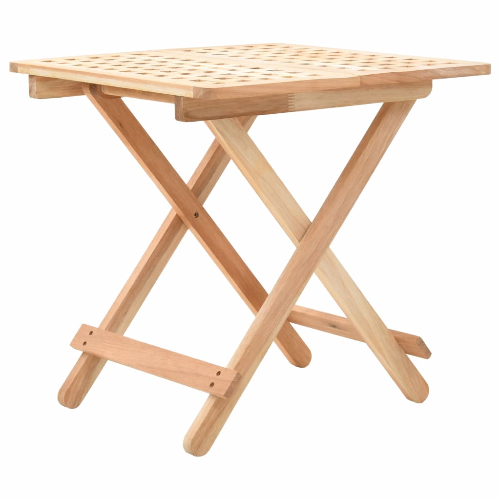 vidaXL Foldable Side Table Solid Walnut Wood 19.7"x19.7"x19.3"-0