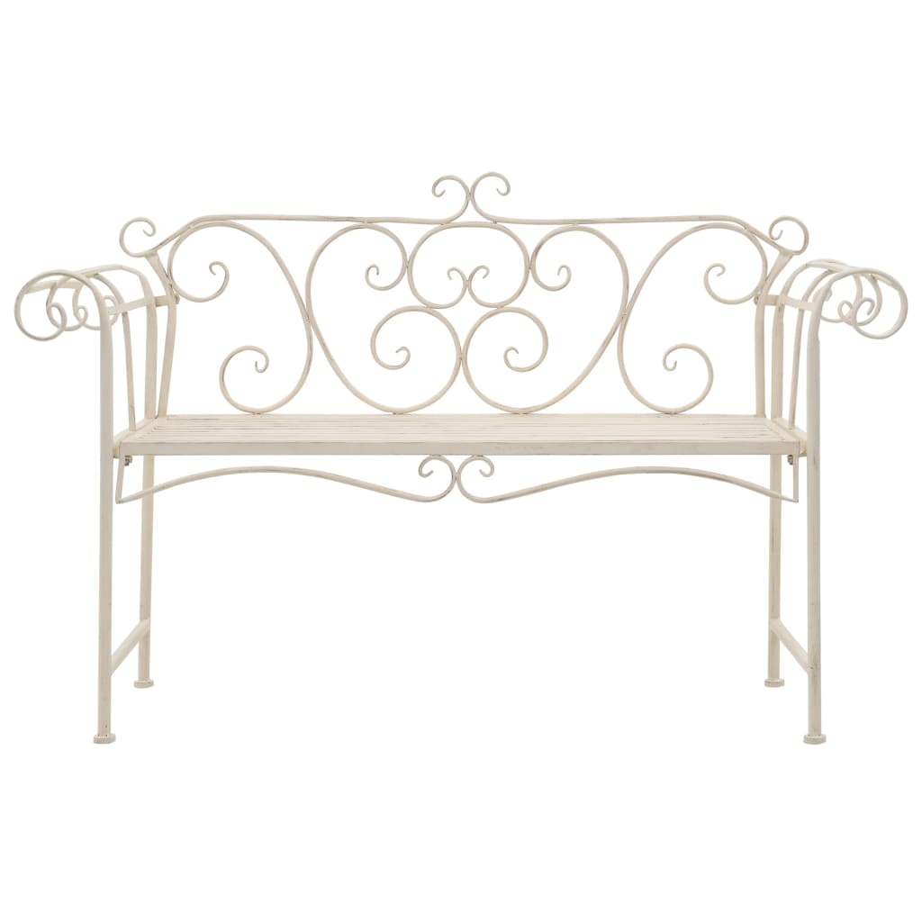 vidaXL Outdoor Patio Bench Metal Scrolling Garden Bench Chair Steel Antique-5