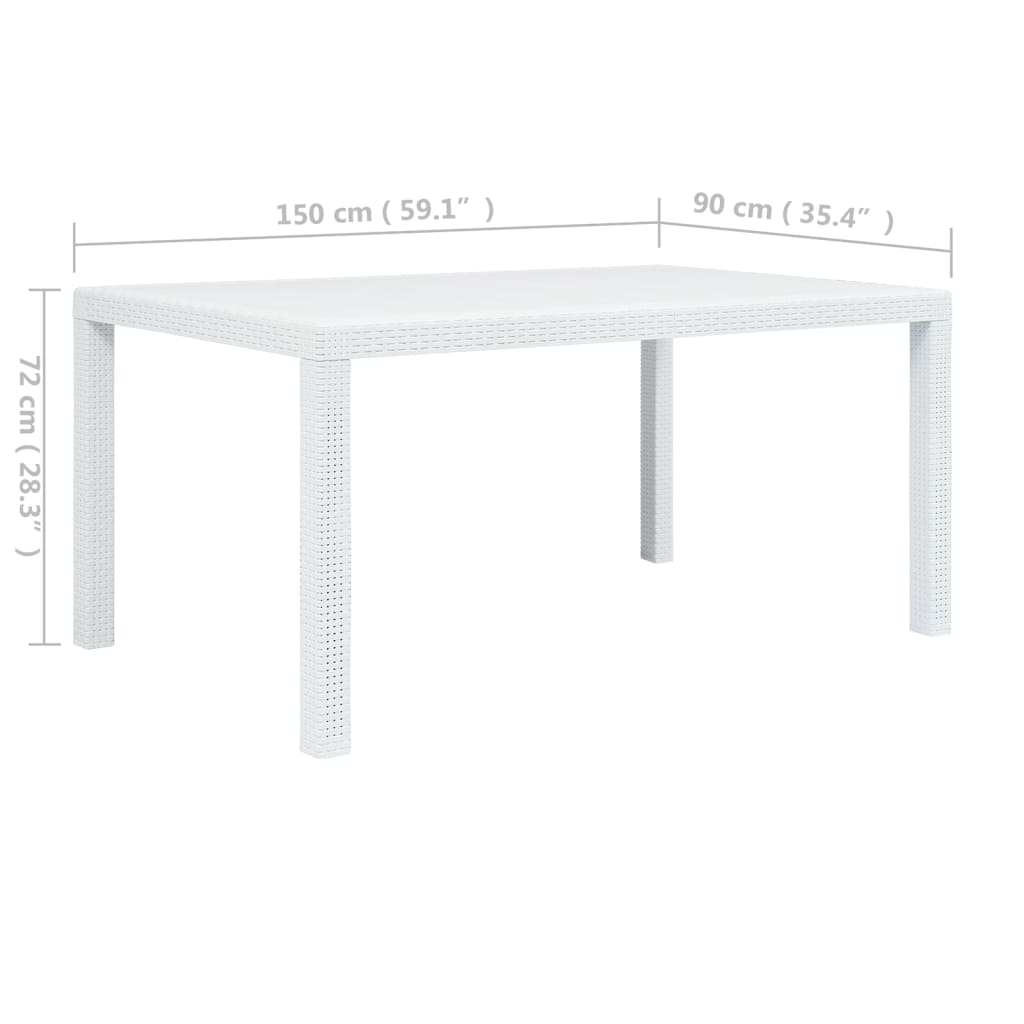 vidaXL Patio Table Garden Outdoor Porch Dining Table with Rattan Look Plastic-12