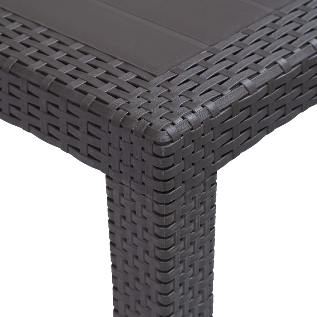 vidaXL Patio Table Garden Outdoor Porch Dining Table with Rattan Look Plastic-0