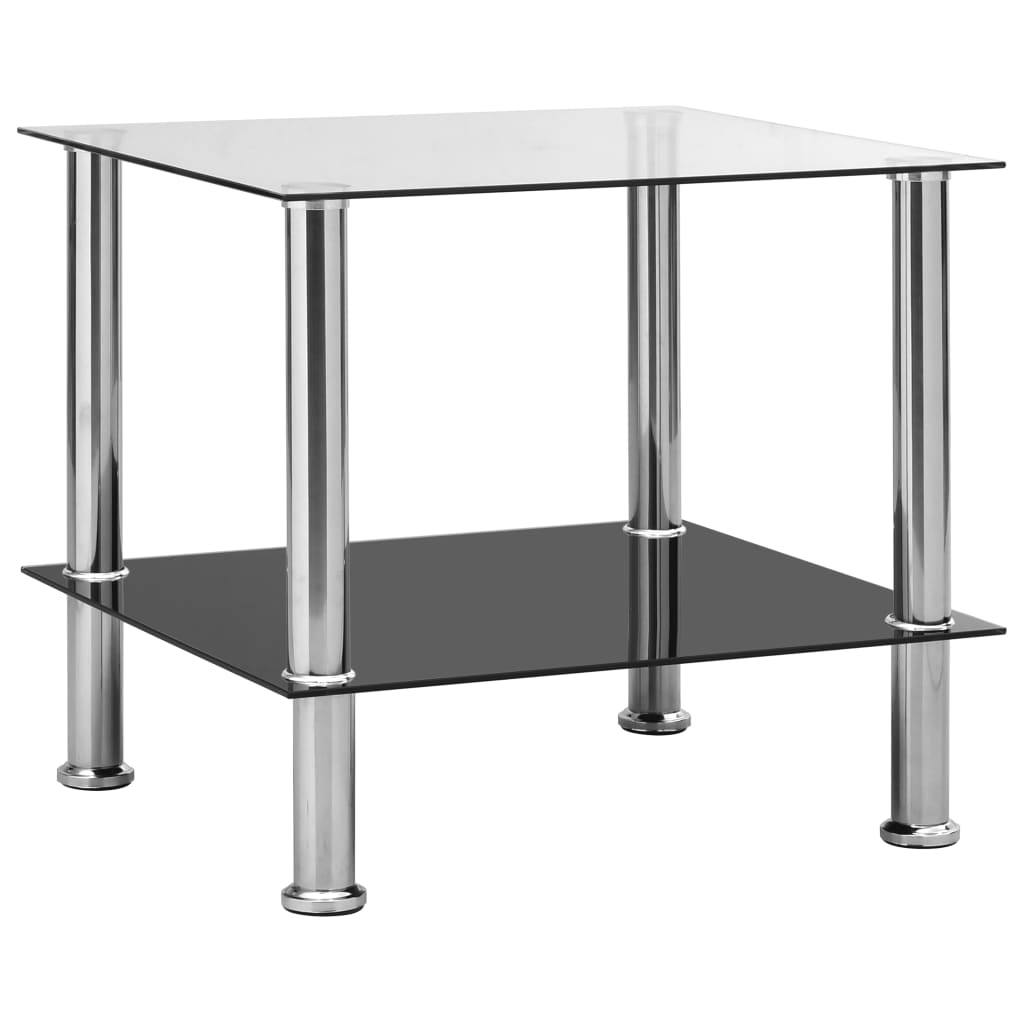 vidaXL Side Table Transparent 17.7"x19.7"x17.7" Tempered Glass-0