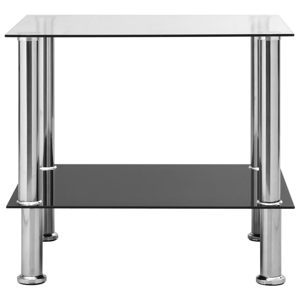 vidaXL Side Table Transparent 17.7"x19.7"x17.7" Tempered Glass-3