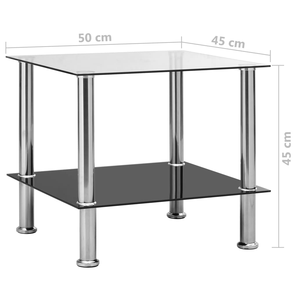 vidaXL Side Table Transparent 17.7"x19.7"x17.7" Tempered Glass-2