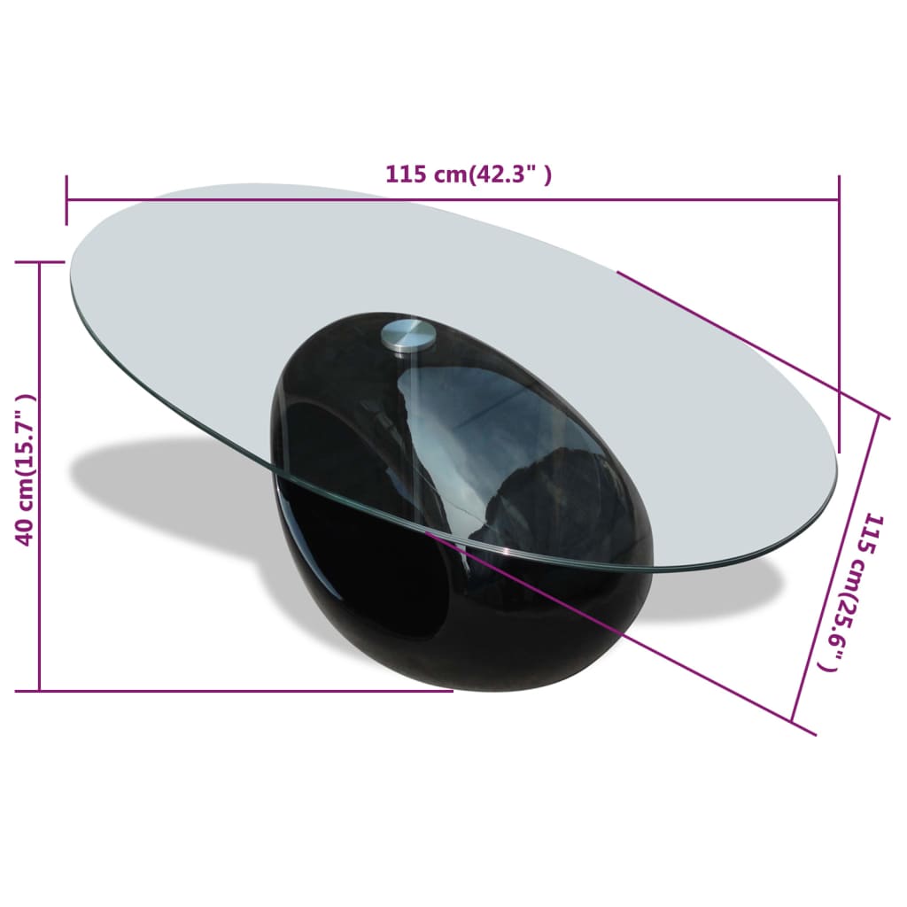 vidaXL Coffee Table Living Room End Table Side Sofa Table with Oval Glass Top-13