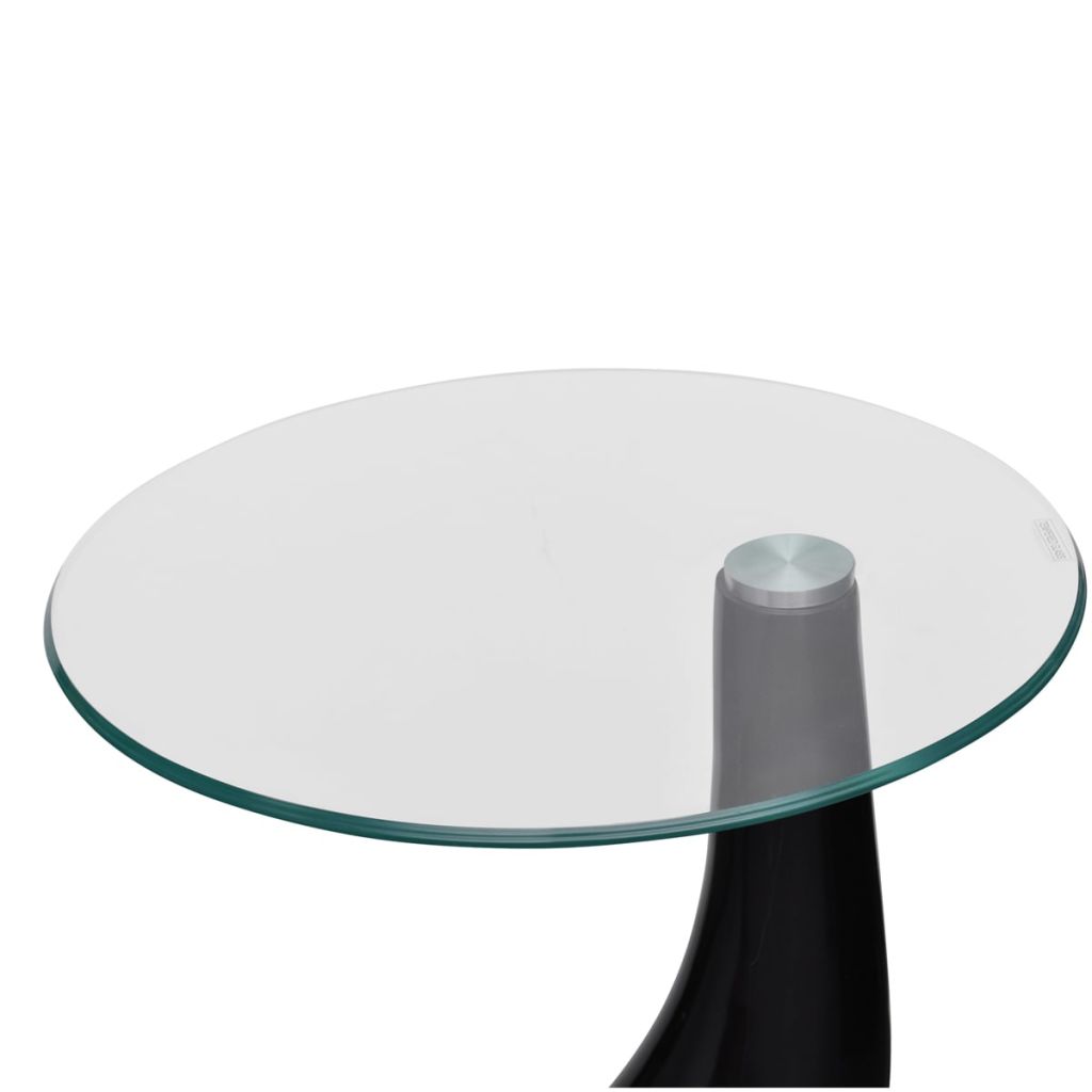 vidaXL Coffee Table End Table Living Room Side Table with Round Glass Top-0