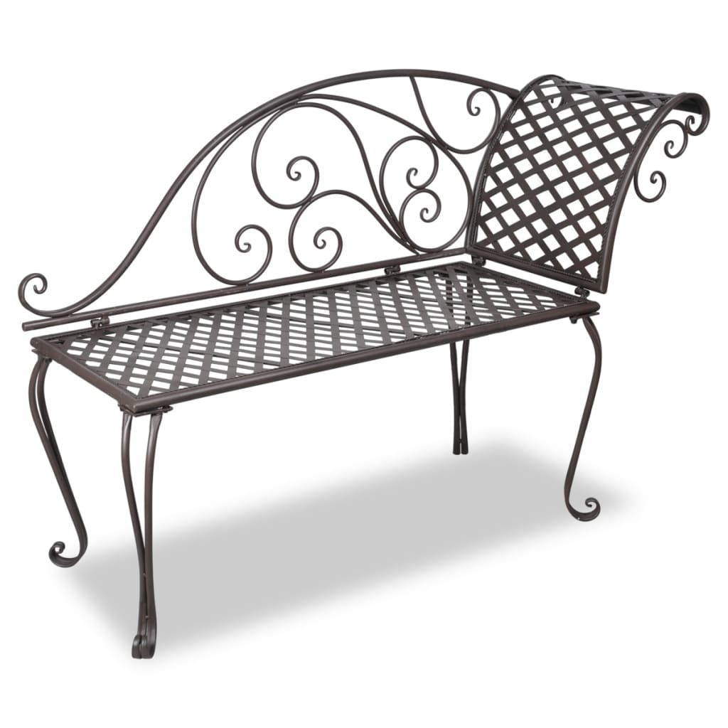 vidaXL Patio Chaise Lounge Outdoor Garden Bench with Backrest Steel Antique-2