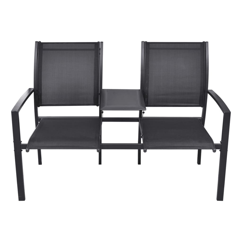 vidaXL 2 Seater Patio Bench 51.6" Steel and Textilene Black-2