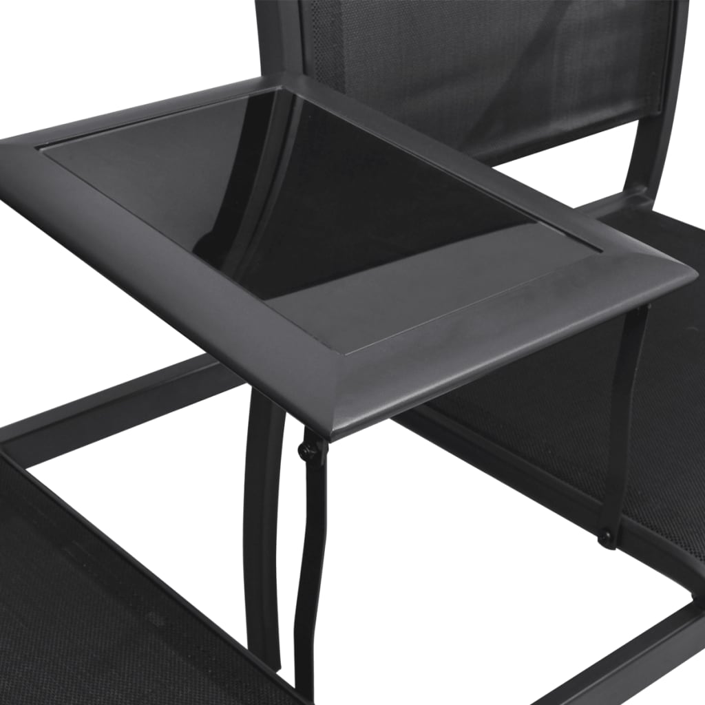 vidaXL 2 Seater Patio Bench 51.6" Steel and Textilene Black-3