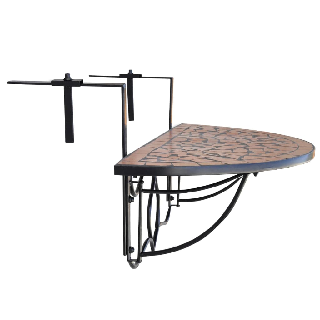 vidaXL Hanging Balcony Table Folding Outdoor Table for Balcony Garden Mosaic-7