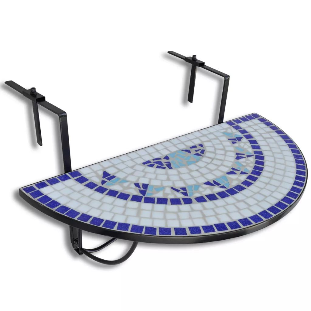 vidaXL Hanging Balcony Table Folding Outdoor Table for Balcony Garden Mosaic-10