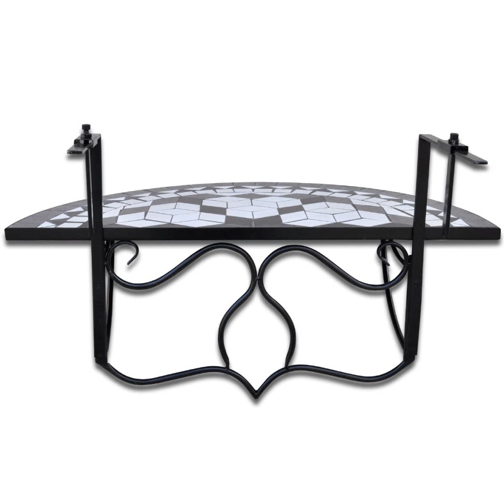 vidaXL Hanging Balcony Table Folding Outdoor Table for Balcony Garden Mosaic-20