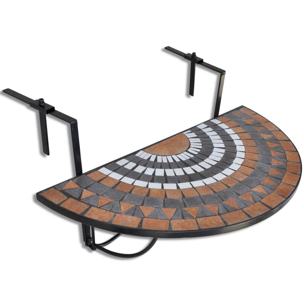 vidaXL Hanging Balcony Table Folding Outdoor Table for Balcony Garden Mosaic-23