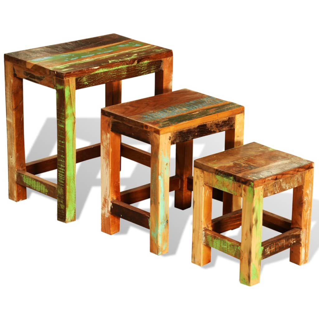 vidaXL Nesting Table Set 3 Pieces Vintage Reclaimed Wood-0
