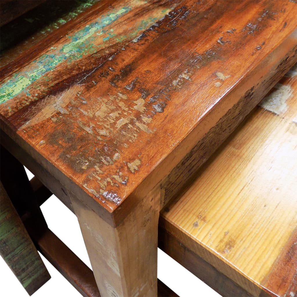 vidaXL Nesting Table Set 3 Pieces Vintage Reclaimed Wood-3