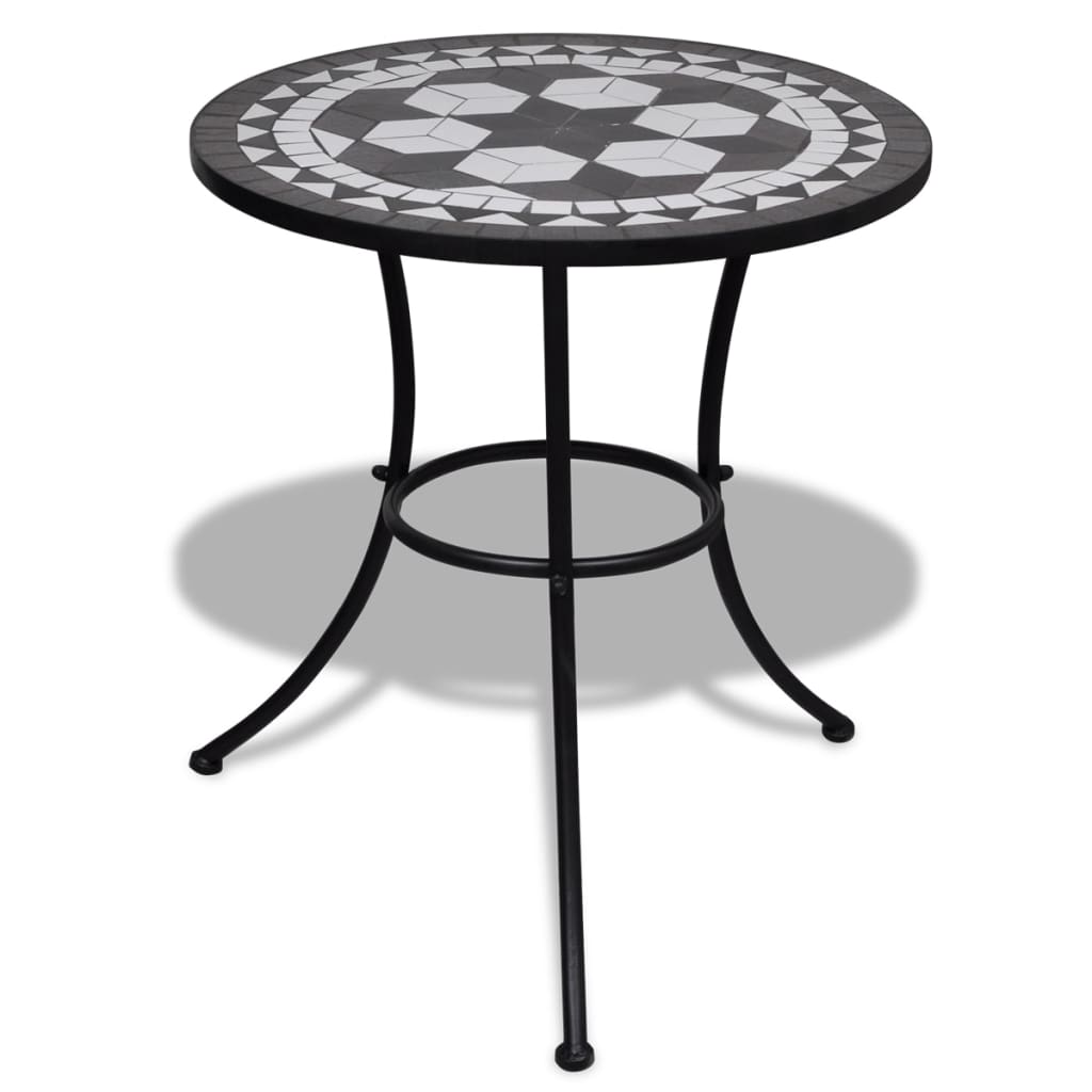 vidaXL Bistro Table Black and White 23.6" Mosaic-0