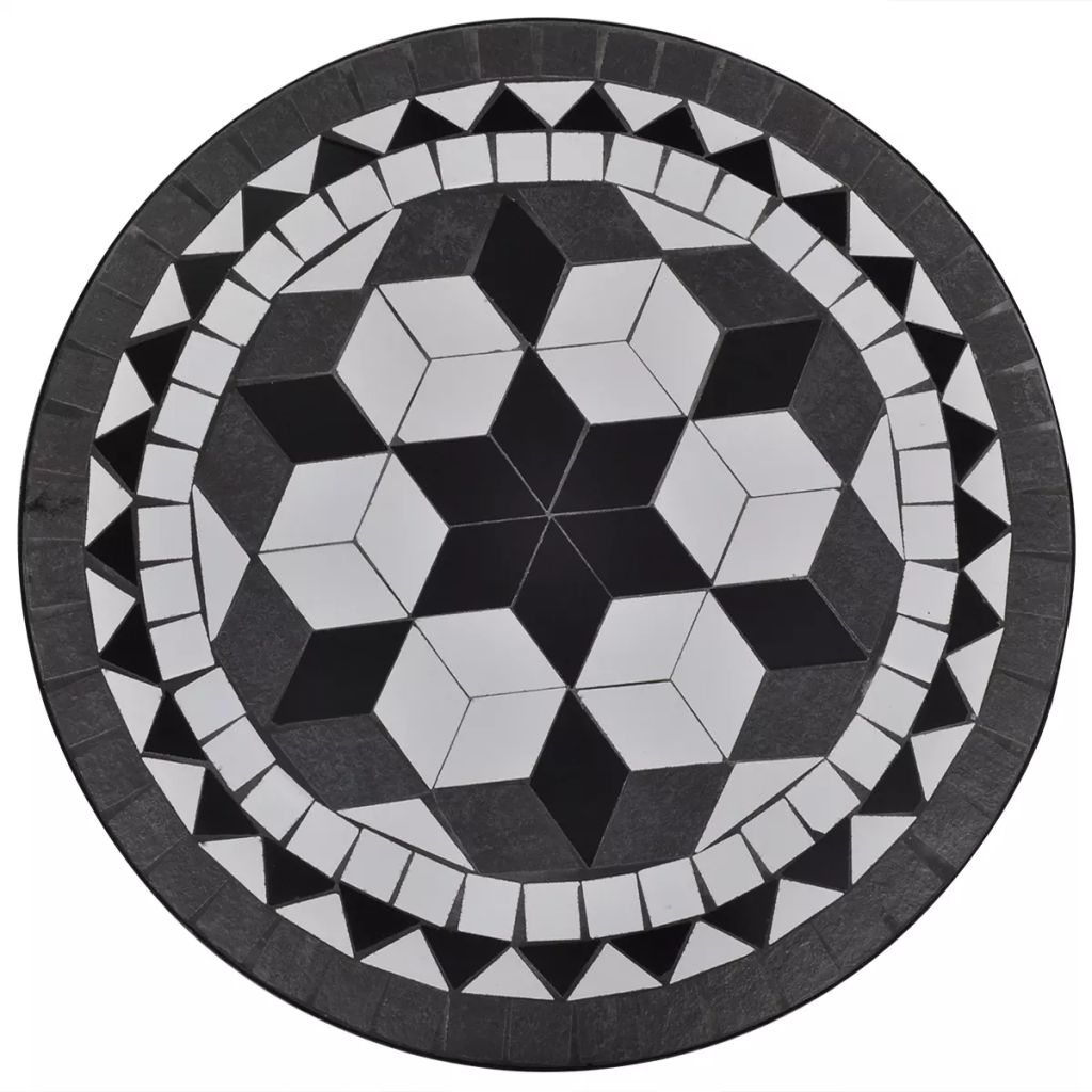 vidaXL Bistro Table Black and White 23.6" Mosaic-1