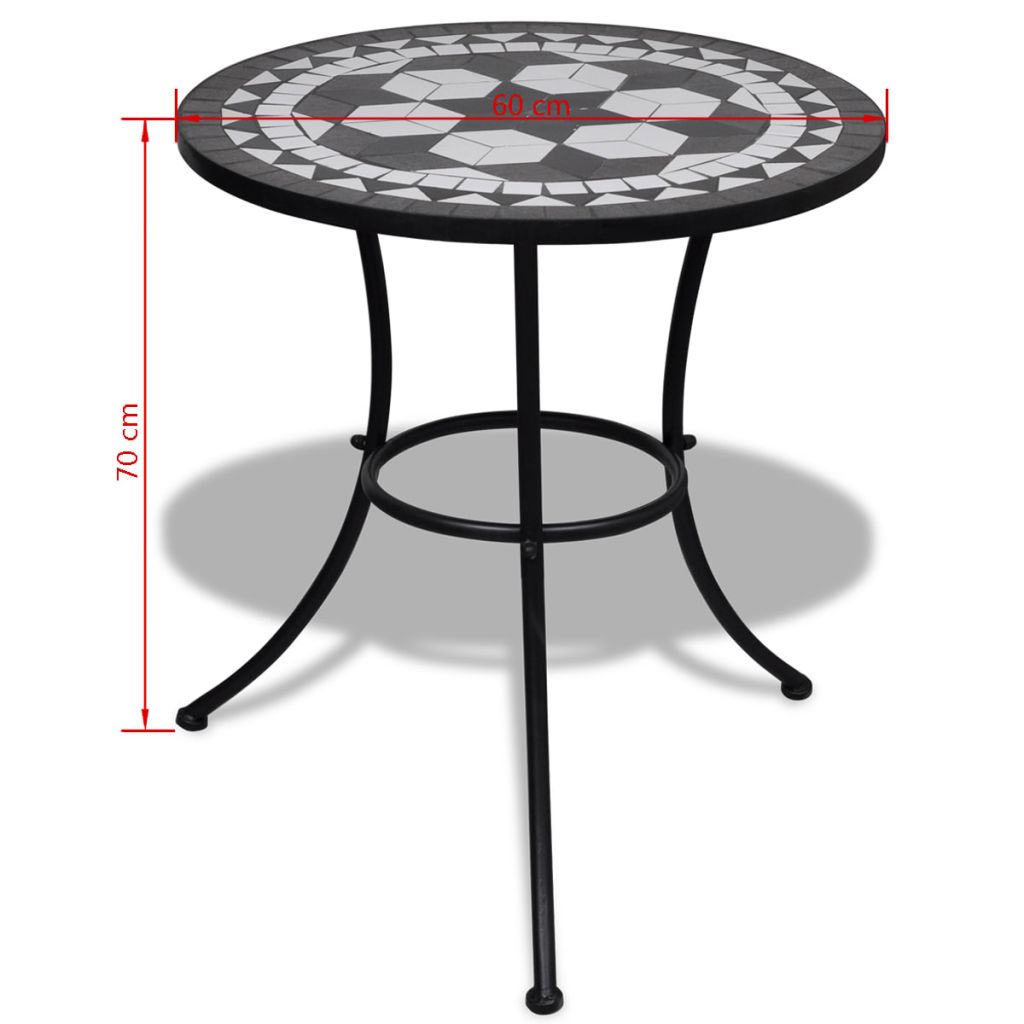 vidaXL Bistro Table Black and White 23.6" Mosaic-4