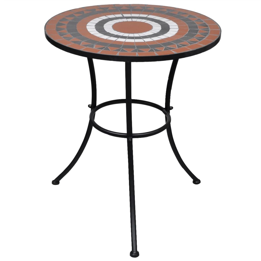 vidaXL Bistro Table Terracotta and White 23.6" Mosaic-0