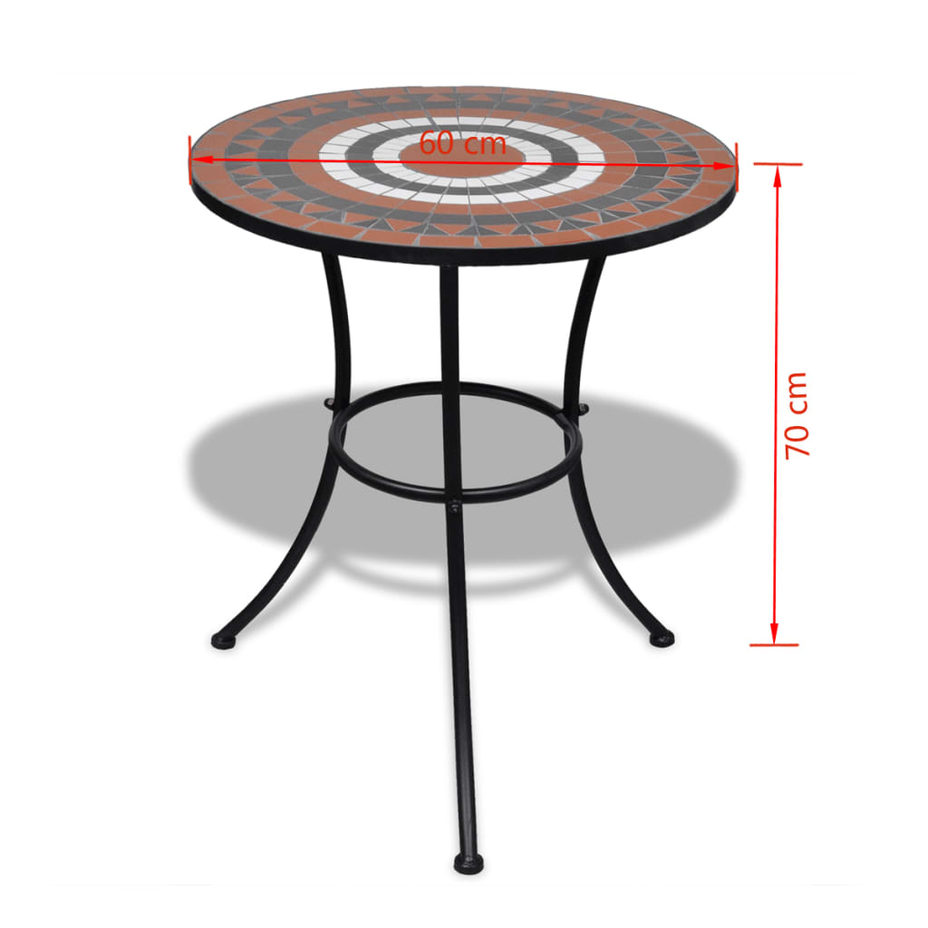 vidaXL Bistro Table Terracotta and White 23.6" Mosaic-4