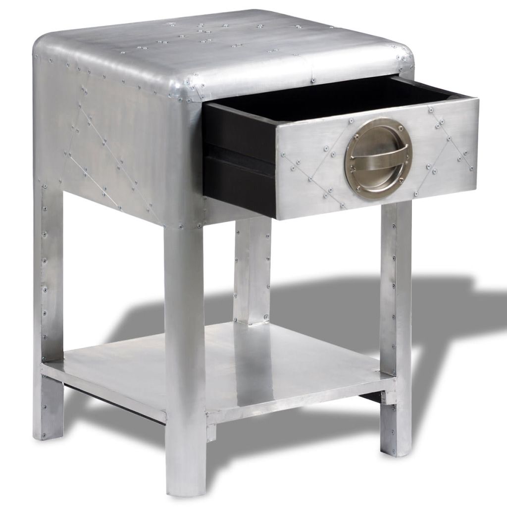 vidaXL Aviator End Table with 1 Drawer Vintage Aircraft Airman Style-2