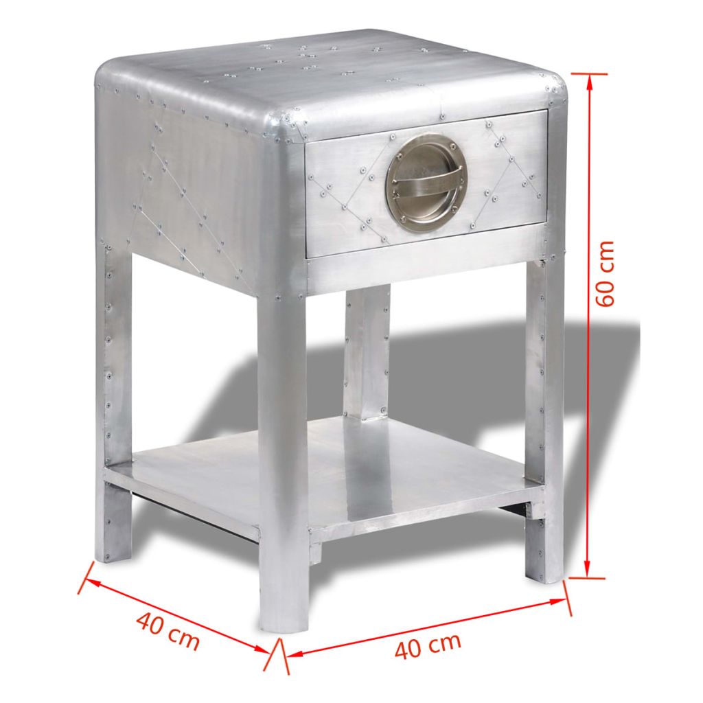 vidaXL Aviator End Table with 1 Drawer Vintage Aircraft Airman Style-4