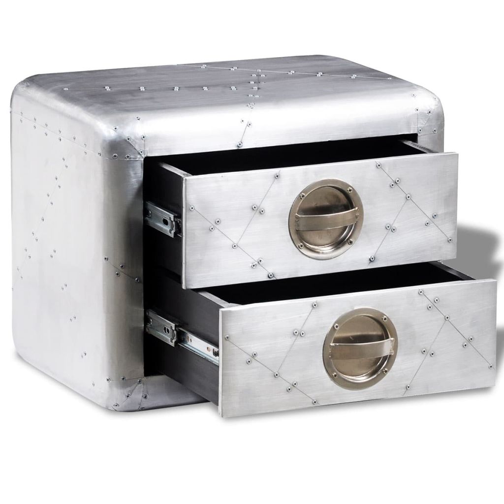 vidaXL Aviator End Table with 2 Drawers Vintage Aircraft Airman Style-2