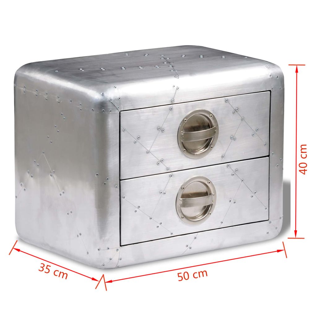 vidaXL Aviator End Table with 2 Drawers Vintage Aircraft Airman Style-4
