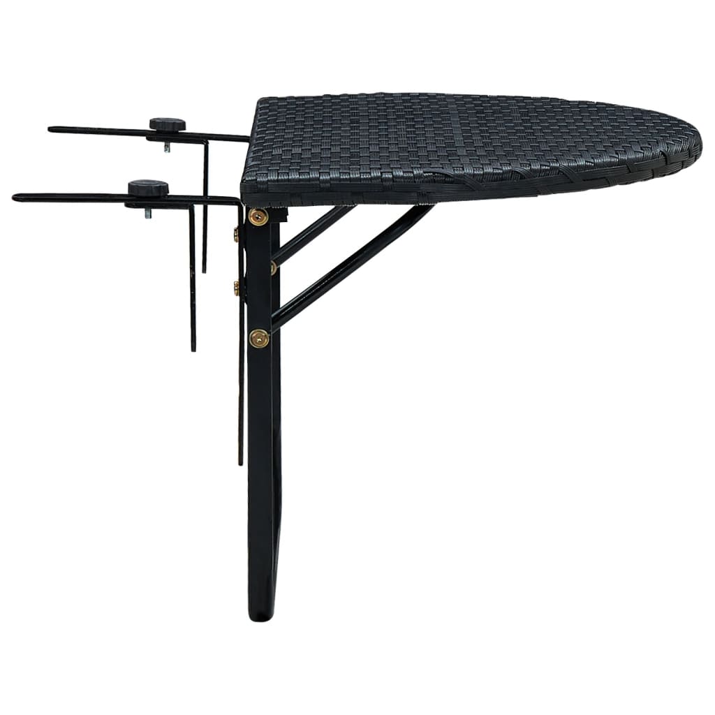 vidaXL Balcony Table 23.6"x23.6"x12.5" Black Poly Rattan-2