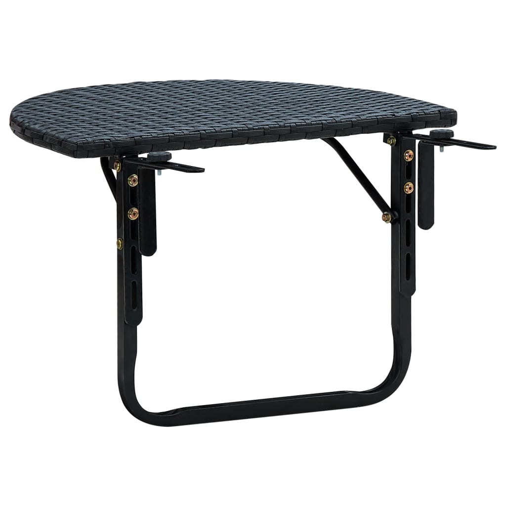 vidaXL Balcony Table 23.6"x23.6"x12.5" Black Poly Rattan-3