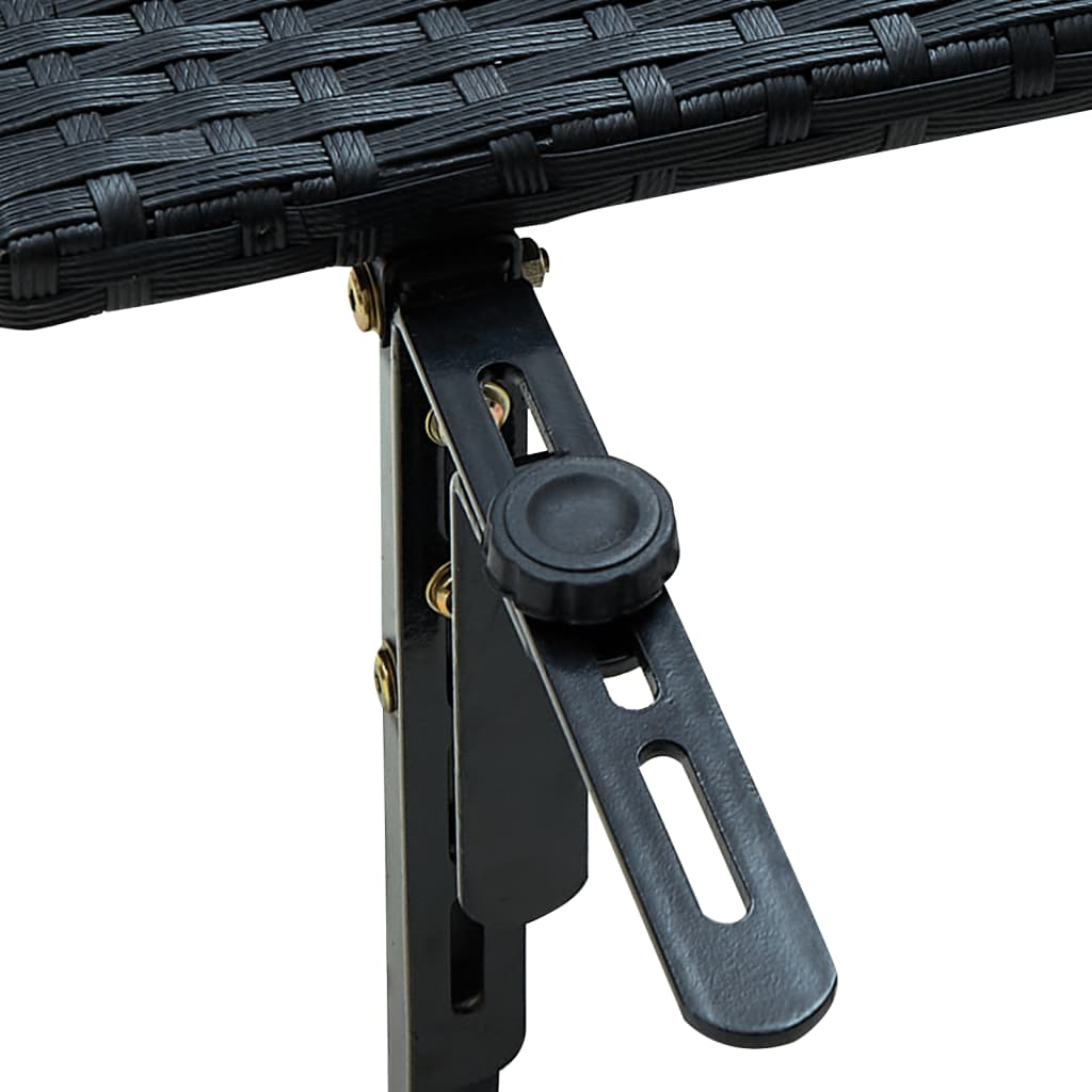 vidaXL Balcony Table 23.6"x23.6"x12.5" Black Poly Rattan-6