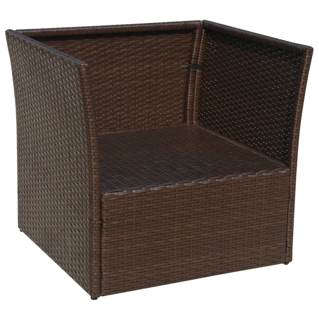vidaXL Patio Chair with Stool Poly Rattan Brown-10