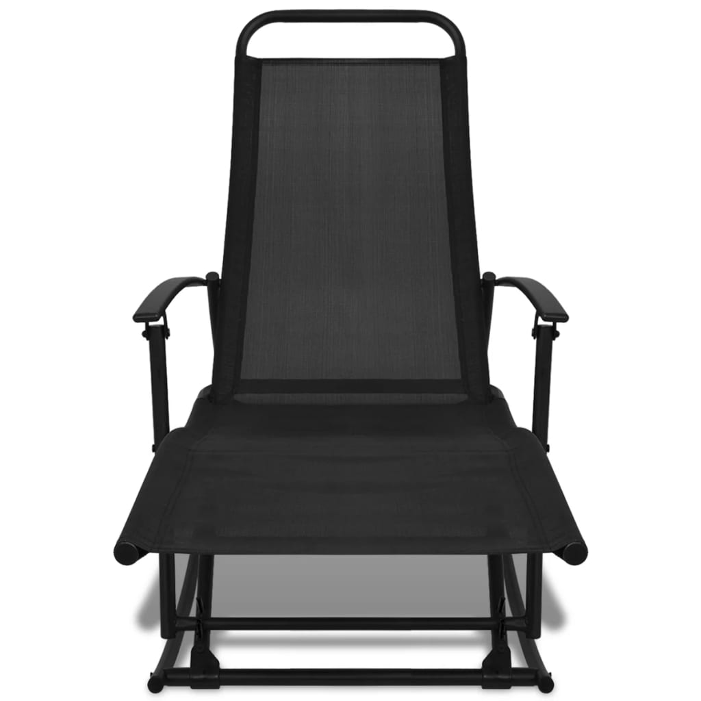 vidaXL Patio Rocking Chair Steel and Textilene Black-1