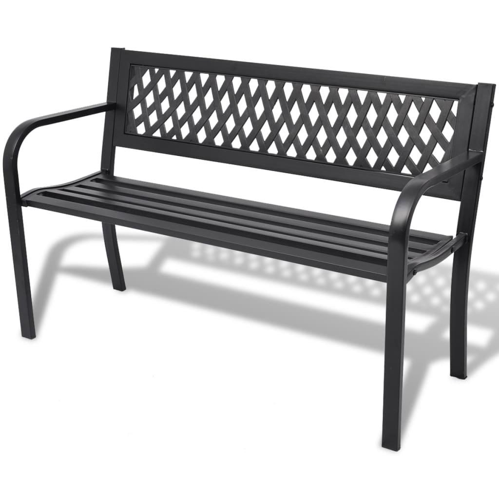 vidaXL Patio Bench 46.5" Steel Black-0