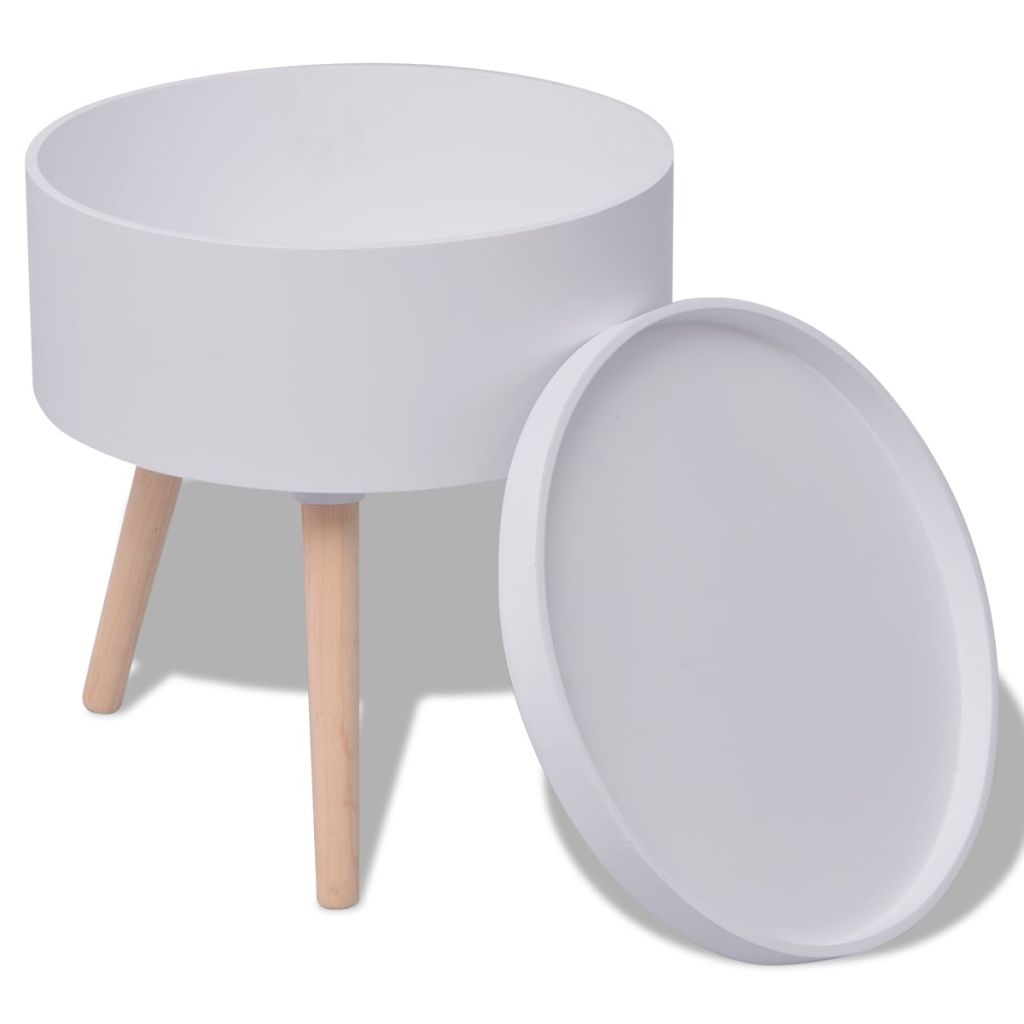 vidaXL Side Table Sofa End Table Accent Coffee Table with Serving Tray Round-3